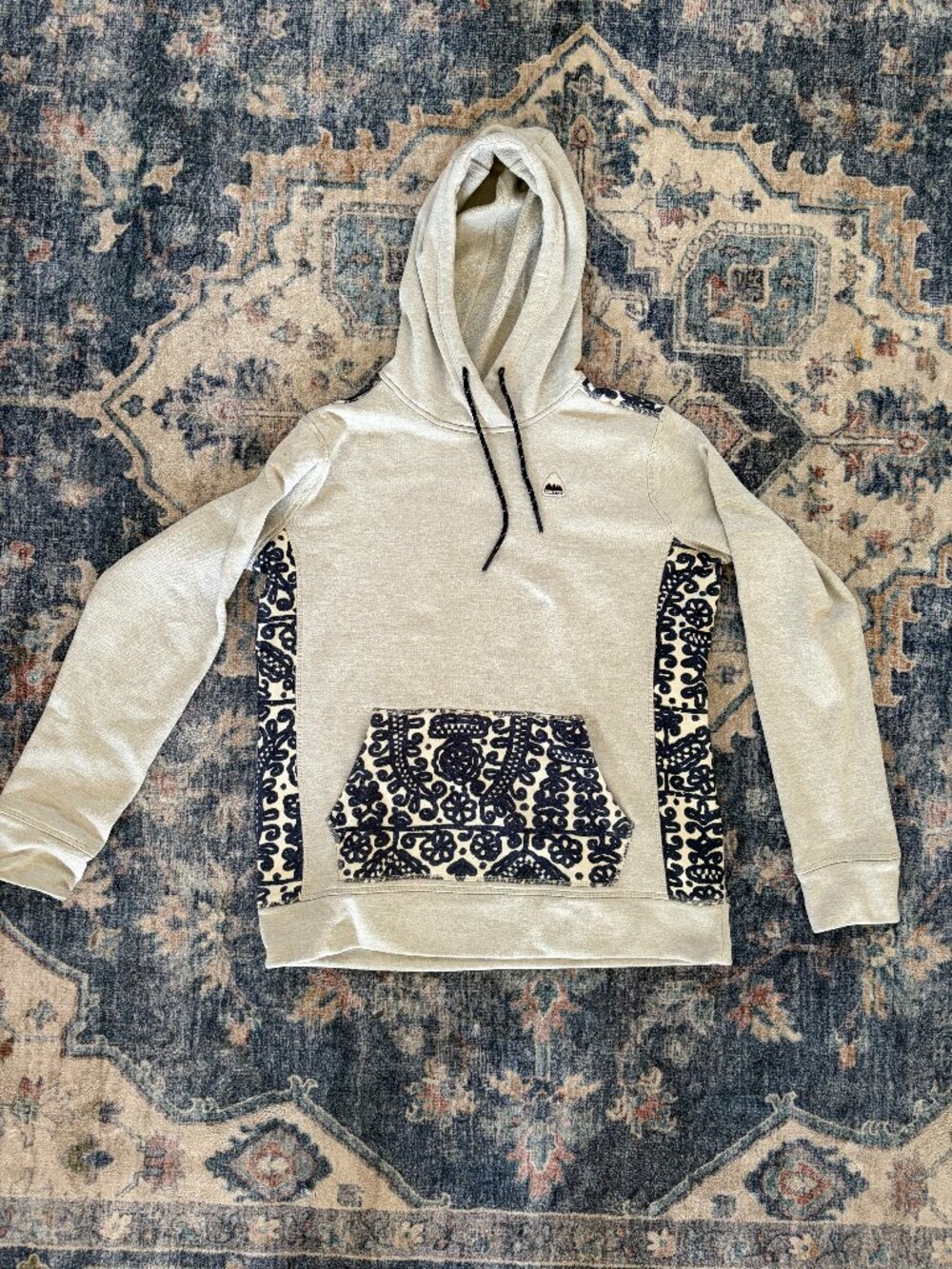 🏂 Burton Women's Fleece Hoodie Grey & Navy Print | Size Medium